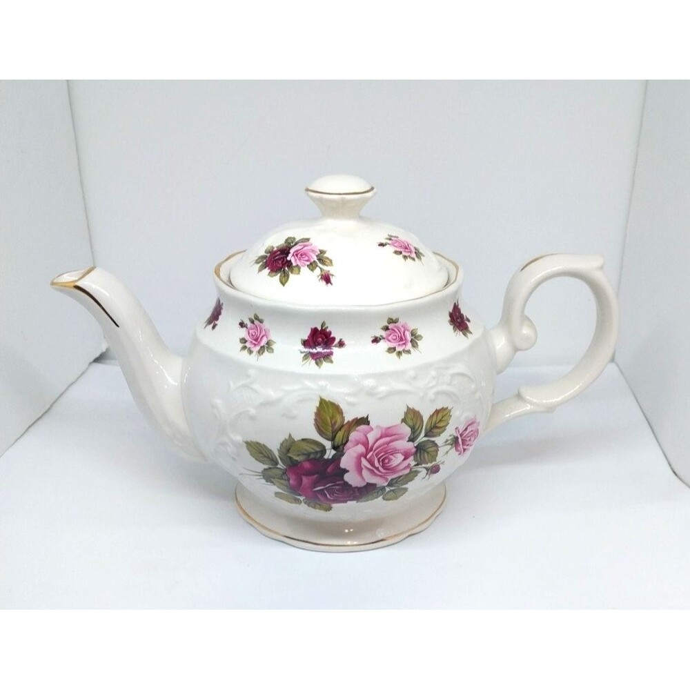 Vintage Crown Dorset Teapot Roses Staffordshire Fine Ceramics England